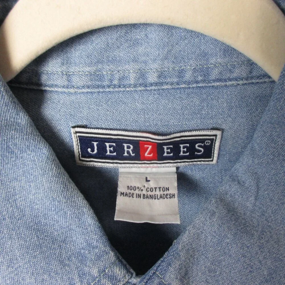 Jerzees Horse Denim Shirt Button Down Women's Cotton Size L Equestrian - Picture 6 of 8